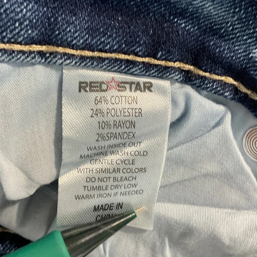 Red Star Button-Front Medium Blue Distressed Denim Mini Skirt Size 2 - Picture 12 of 16
